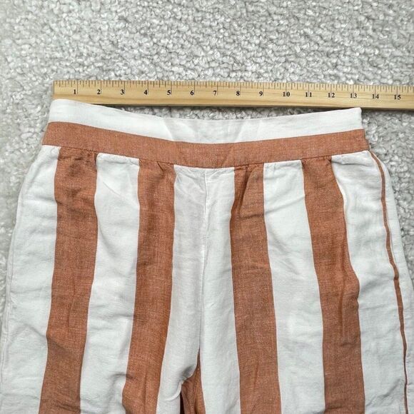 Madewell Linen Blend Brown/White Stripe Wide Leg Pant - Picture 4 of 11
